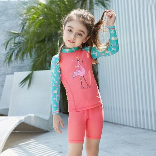 Two-piece Swimsuit For Girls Anti-UV UPF50+ Long Sleeve Swimwear Quick dry Children Swim Suits Bathing Suit Kids Swim Trunks Set