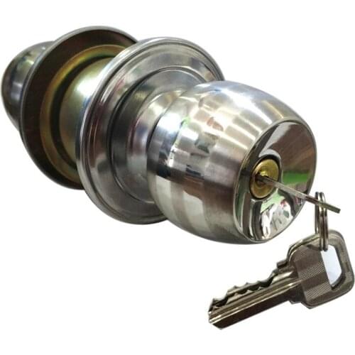 Round Door Handle Door Knobs Lock Stainless Steel Entrance Passage Door Lock with Key for Bedroom Living Room Bathroom