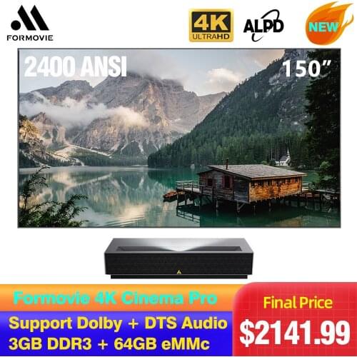 Formovie 4K Cinema Pro Laser Projector 2400 ANSI Lumens 3GB 64GB 300 inch ALPD 4K BT4.0 New Fengmi OS Home Theatre Projection TV