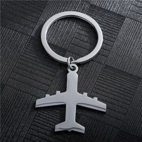 MKENDN Flight crew Keychain Stainless Steel flight Key Chains Aircraft model Metal Gift for Men lovers