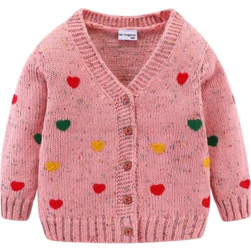 Mudkingdom Heart Girls Cardigan Sweaters Love Boutique Colorful Outerwear Cute Girl Sweater Jacket Children Clothes