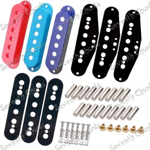 A Set 3 Pcs 3 Colors Pickup Cover Single Coil Pickup Kits Producing Accessories/Slug Bobbins/ magnetized Alnico 5 Pole Slug