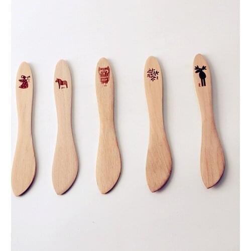 2016 new beech wood butter knife spatula wooden cutter green salad green jam 5 optional 5 pieces/pack