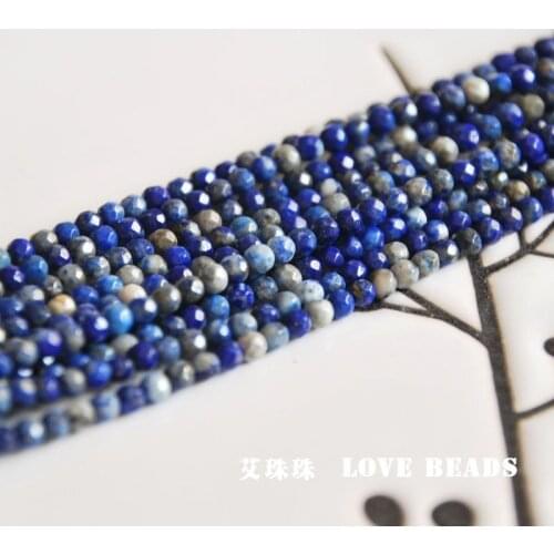 Natural lapis lazuli 3mm 15"/38cm faceted seed beads bracelet necklace earring making jewelry craft finding handmade material
