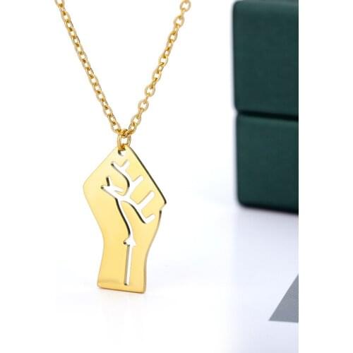 African Fist Symbol Necklaces For Women Men Gold Sliver Color Couple Necklaces Charm Black Lives Matter Chain Necklace Jewelry
