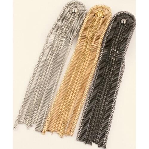 ZY DIY gift Provided! 2pcs/pair Punk Cool Black Silver Gold Long Metal Alloy Tassel Epaulet Brooch Badge