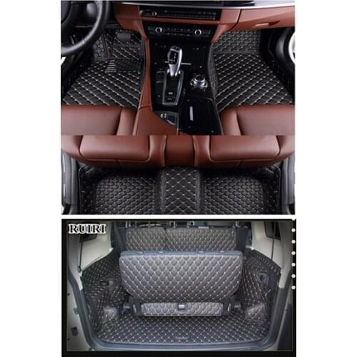 Full set car floor mats + Full set car trunk mats for Mitsubishi Pajero 7 seats 2019-2007 waterproof car carpets for Pajero 2018