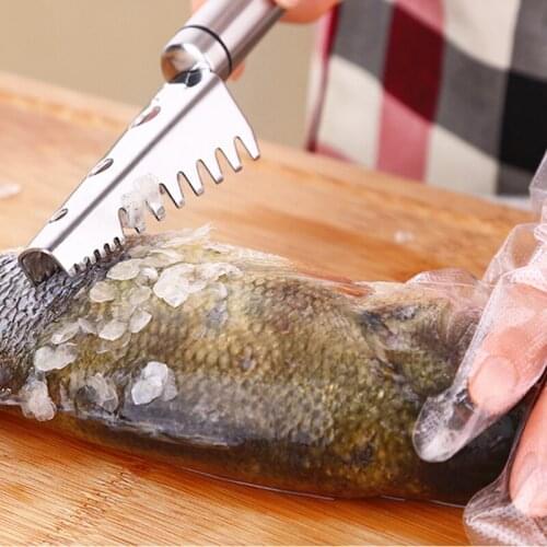 Kitchen Tools Fish Scaler Fish Cleaning Stainless Steel Fish Scraper Brush Remover Cleaner Descaler Fish Scale
