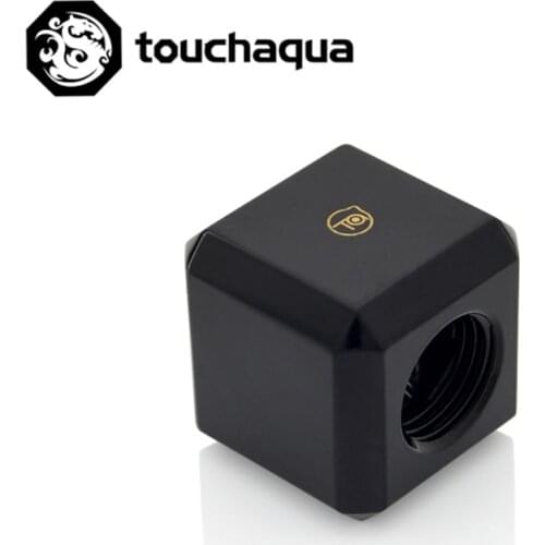Touchaqua 3-Way Cubic Adaptors Universal G1/4 3 Path Water cooling accessories 3-Way adapter seat Black Silver Metal Fitting