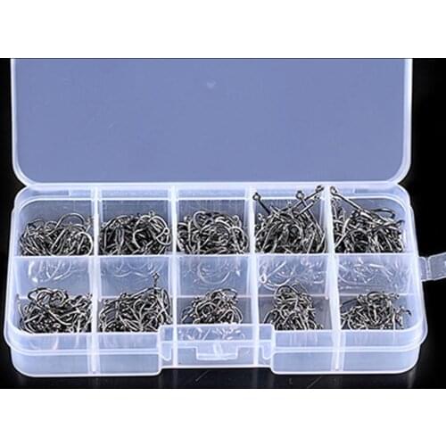 1 Box 200/300/400/500/600pcs Fishing Hooks with Storage Box Strong Anti-rust Metal Sharp Fish Circle Hooks Outdoor Fishing Tool