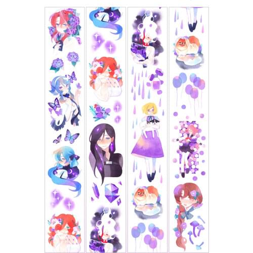 1 Loop Watercolor Painting Girl Masking Tape Sample Loran 100cm