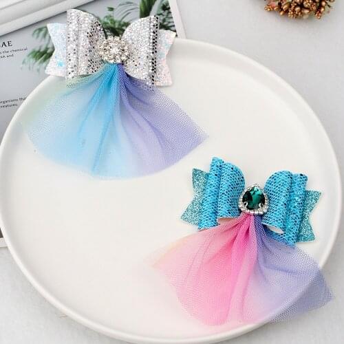 1 Pc Glitter Hair Clips Hairgrips Handmade Barrettes Sequine Hair Bows with Clip Dance Party Bow Hairpins Girls Hair Accessories