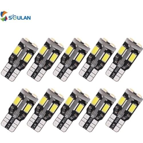 10pcs Canbus Error Free High Bright 5630 10SMD T10 W5W 194 168 Width Lamp Car Led Diode Bulb Warm White Ice Blue Trunk Light 12V
