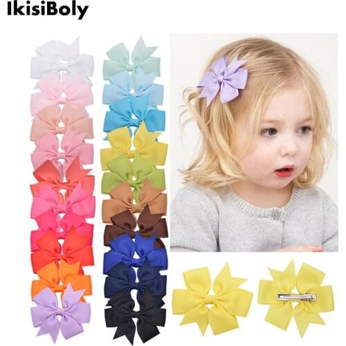 20pcs Baby Girls Hair Clips Accessoires Newborn Solid Color Handmade Bebe Bows Pins for Babies Teens Infants Kids Toddlers