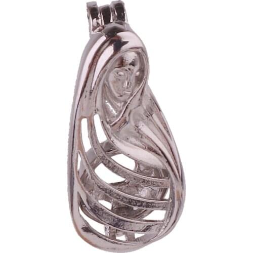 5pcs Dull Silver copper mother Buddha statue can be opened Bead Pearl Cage Pendant Locket Fairytale Party Essential Oil Diffuser