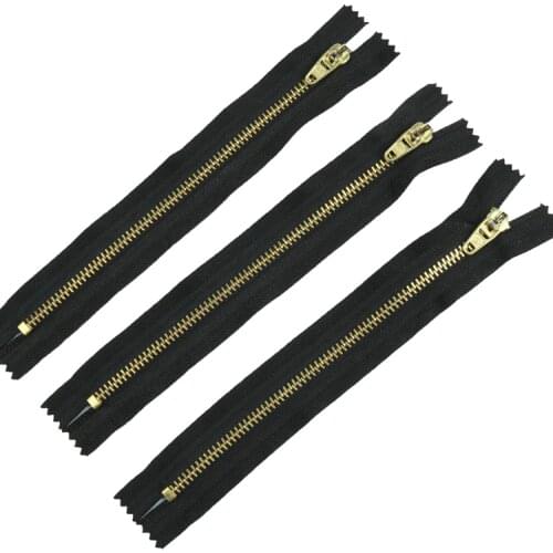 50pcs/lot 3# 4#Sewing Metal Brass Copper Zippers Auto Lock Black DIY Zip For Sewing Jeans Footwear Denim Skirt 10cm 12cm