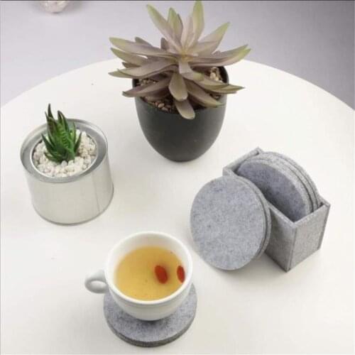 8pcs/set Round Hexagon Felt Coaster Cup Mat Pad Insulated Placement for Mugs Cup Bowl Mat Table Decoration Office Accessories