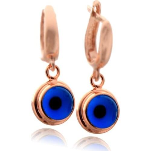 925 Sterling Earrings Circular with Evil Eye Bead