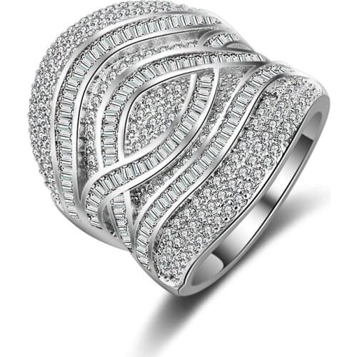 YaYI Jewelry Princess Cut 260pcs+ AAA White Zircon Stamped S925 Silver Color Engagement Wedding Heart Girls Party Rings Gifts