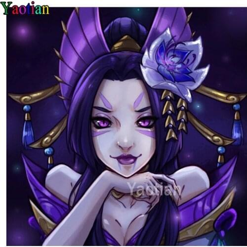 Diamonds Purple japanese anime girl Diy painting portrait 5d picture of rhinestones pasting decorative embroidery diamond mosaic