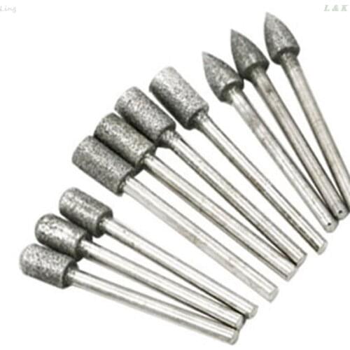 20/pcs 6X3mm Diamond Rotary Tool Sintered Diamond Burs Abrasive Grinding Head Accessories Diamond Bits U50A