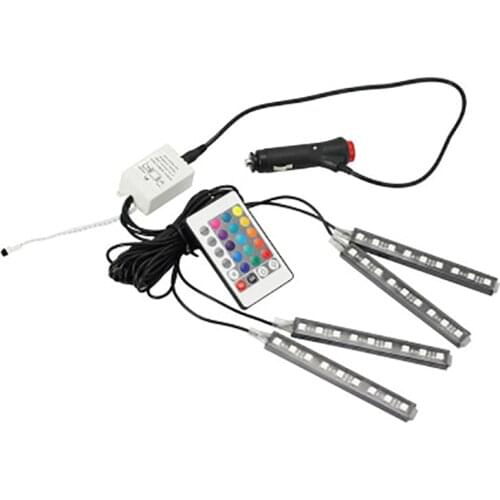 1 Set Auto Decorative Light 3W 12V 0.03A Car Decoration RGB Colorful Lamp Wireless Remote Control 9 LED Lights