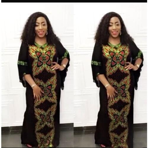 HOUSEOFSD Elegant African Diamonds Printed Dashiki Dress Fashion Abaya Dubai Maxi Muslim Dresses For Women Design Islamic Robe