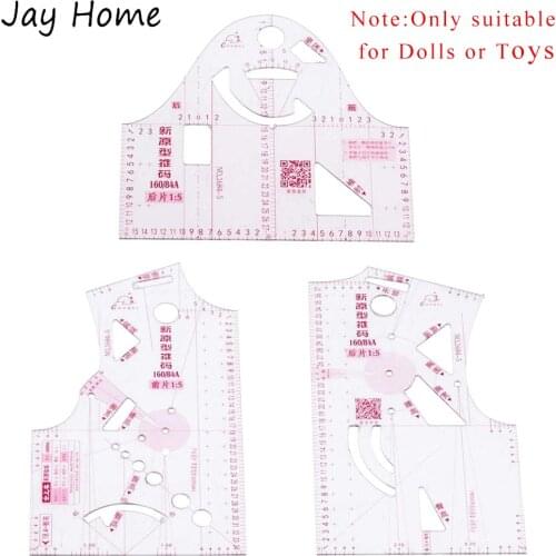 1:5 Small Garment Doll Toys Clothing Ruler Templates Design Ruler Plastic Pattern Making Measuring Ruler Tailor Sewing Tools