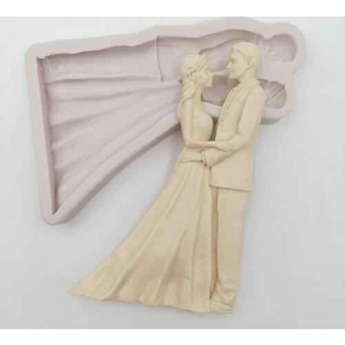 Minsunbak Bridal Wedding Silicone Cake Mold DIY Wedding Cake Decoration Tools Chocolate Gumpaste Mold