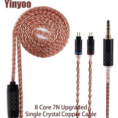 AK Yinyoo 8 Core 7N Upgraded Single Crystal Copper Cable Taiwan Import 4.4/2.5/3.5mm Cable With MMCX/2Pin TRN X6 ZS10 PRO C12