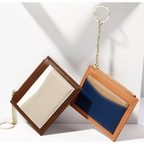 ZOVYVOL Fashion Coin Pocket Card Holders Pu Small Wallet Short Mini Zipper Case Contrast Wallet Womens Girls Gift Lightweight