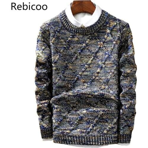 Mens sweater New Casual Pullover Fashion Slim Men Autumn Round Neck Knitted Cotton Print High quality christmas sweater