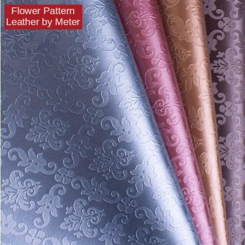 Soft Flower Pattern Faux Leather Fabric By The Meter Per for Furniture Sofa Decoration Background Wall Upholstery Car Pu White