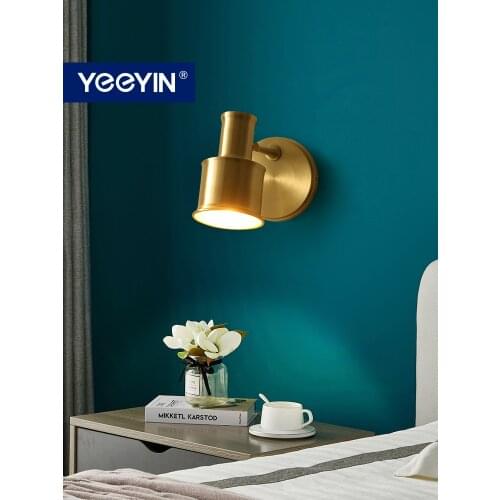 YEEYIN Wall lights Wall Light LED Full Brass Adjustable Cosmetic Bedside Wall Lamp For Study Wall Lighting 220V EU