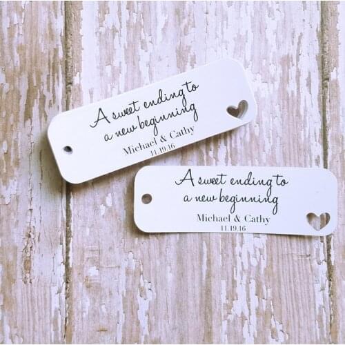 Customize any language,A sweet ending to a new beginning tag, wedding tag, thank you tag, bridal shower, baby shower,bubble