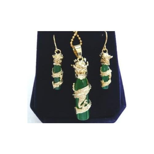 Charming Jades Dragon Pendant Earrings & Necklace