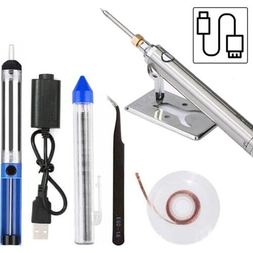 Soldering Iron Set Wireless USB Rechargeable Soldering Iron Mini Portable Battery Soldering Iron with USB Welding Tools