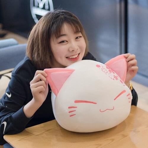 New Hot 40cm Cute cherry blossom Cat Pillow Plush Toys Kawaii Animal Sleep Cushion Stuffed Dolls for Children Kids Birthday Gift