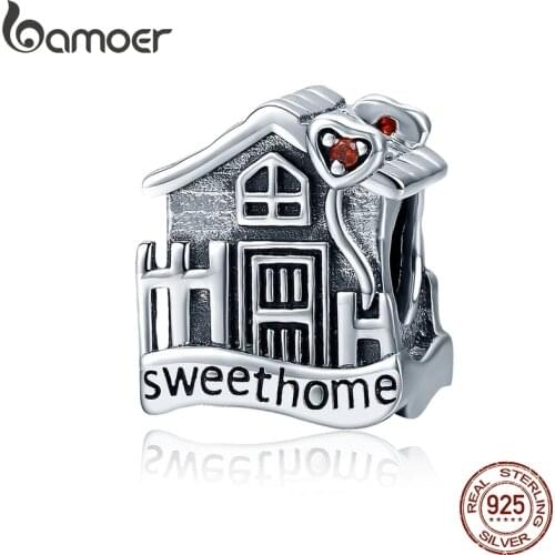 BAMOER Fashion New Genuine 100% 925 Sterling Silver Sweet Home Loft Villa Charms fit Bracelets DIY Fine Jewelry SCC416