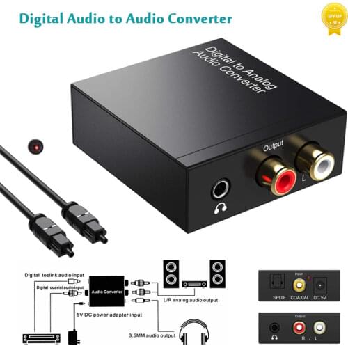 Digital to Analog Audio Converter Optical Fiber Toslink Coaxial Signal to RCA R/L 3.5mm Jack Adapter Audio Decoder DAC Amplifier