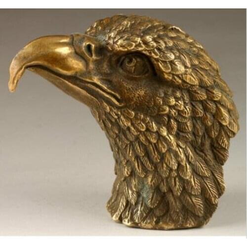 Lifelike Asian Chinese Old Bronze Hand Carved Eagle Heads Statue