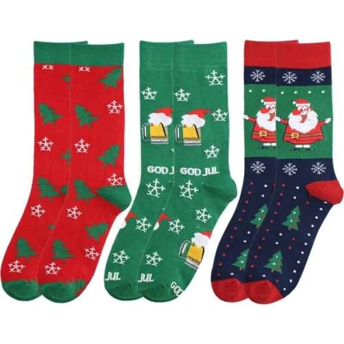 Christmas Socks Unisex Women Cartoon Cute Santa Claus Snowman Snowflake Winter Adult Hosiery Cotton Personality Socks Harajuku