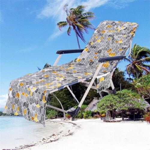 Soft Microfiber Beach Chair Cover Mermaid Printed Cozy Lounge Chair Towel with Pockets Portable Summer Beach Recliner Towel