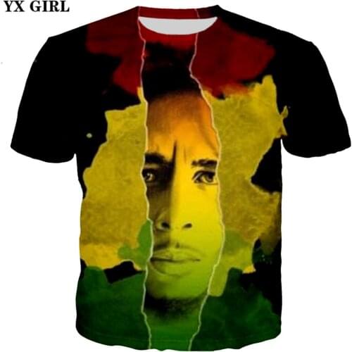 YX GIRL Drop shipping Reggae Bob Marley New Fashion 3d t-shirt Hip hop style t shirts summer Men/Women Cool casual Tee shirts