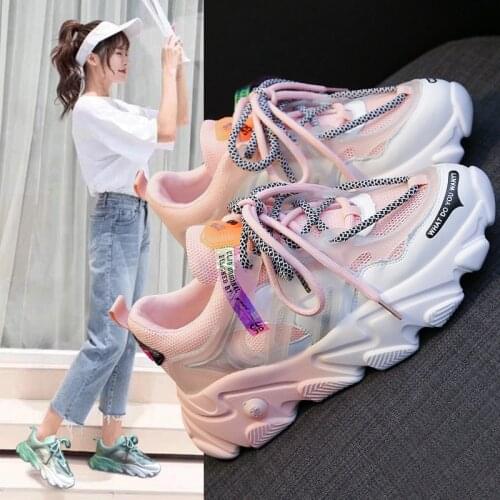 2020 Hot Summer Women Sneakers Vulcanize Breathable Candy Color Fashion Casuals Height Increasing Female Chunky Ladies Shoe