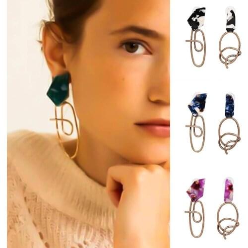 Women Irregular Geometric Asymmetric Winding Dangle Stud Earrings Jewelry Gift