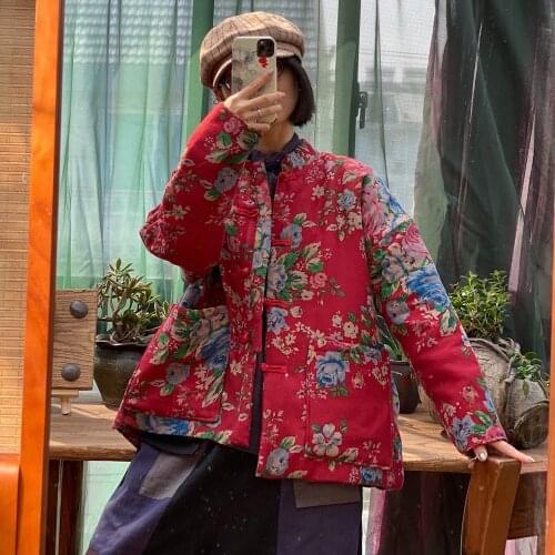 Women Winter Padded Coat Print Short Coat Outerwear Ladies Loose Topcoat Female Padded Tops Parkas