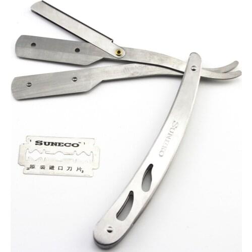 1 Set(1 Knife Rest + 1 Blade) Professional Old-Fashioned Shaving Razor Stainless Steel Face Care Classical Shaving Razors