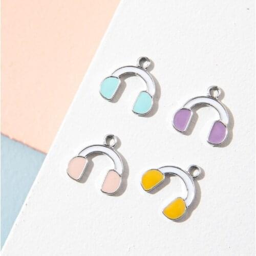 10Pcs Blue Enamel Silver Headset Charms Pendant for Jewerly DIY Making Bracelet Women Earrings Necklace Accessories Findings