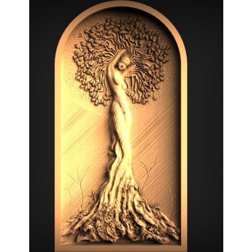 3d model relief STL woman tree for cnc router carving and engraving 3d printer artcam aspire
